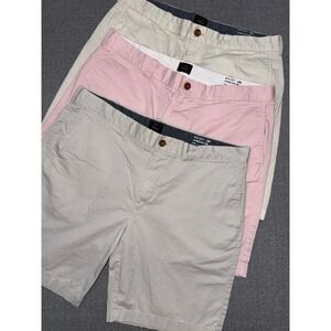 Lot of 3 J.Crew Mens Stretch Chino Shorts Size 36 9 Inch Inseam Pink Beige Grey